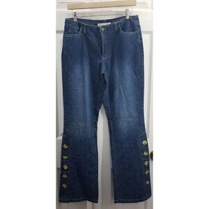 Nevada Vintage 90's Y2K Flared Waistless Button Seamed Jeans Sz 8